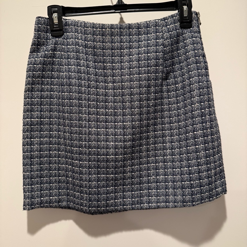 Tweed Mini Skirt Navy and White